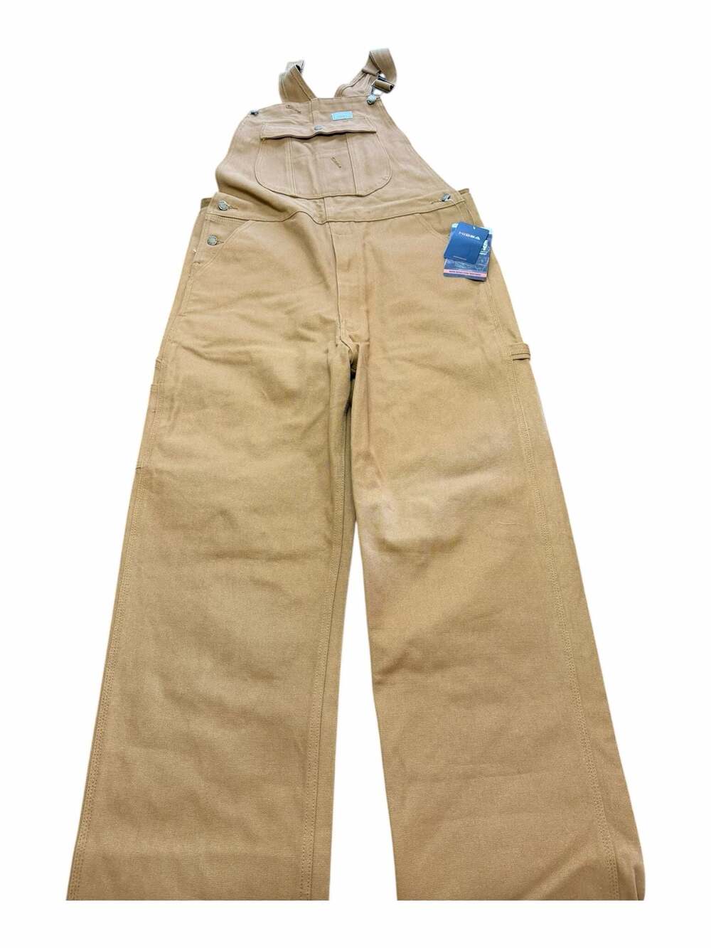 HISEA Men's Cotton Canvas Bib Overalls 36W x 30L Tan